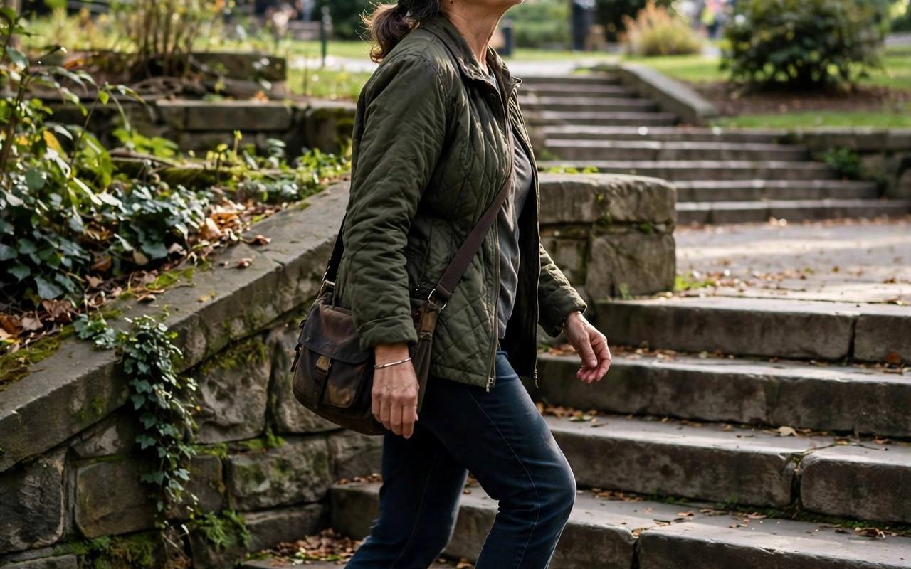 A woman staying active with a morning walk, part of everyday healthy living