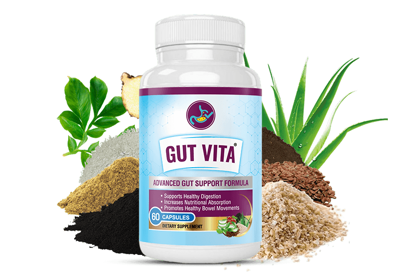 Gut Vita advanced gut support formula supplement bottle with natural ingredients