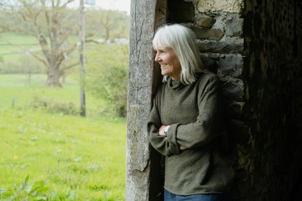 Active older woman supporting bone health through weight-bearing exercise