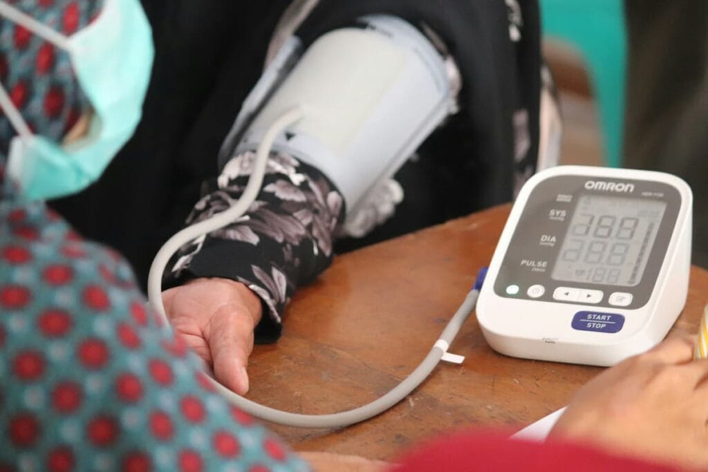 A home blood pressure monitor cuff used for tracking readings over time