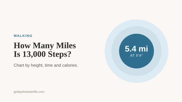 How many miles is 13,000 steps, a walking chart by height